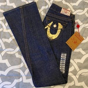 True religion joey gold foil pkt jeans sz25